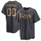 Custom Tampa Bay Rays Active Player Charcoal BFRAILEY 2022 All-Star Cool Base Stitched Jersey