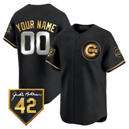 Custom Chicago Cubs 2024 Jackie Robinson Patch Vapor Premier Limited Jersey V2 ¨C All Stitched-Black BFRAILEY