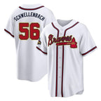 Atlanta Braves #56 Spencer Schwellenbach Player White Gold BFRAILEY Home Game Stitched Jerseys