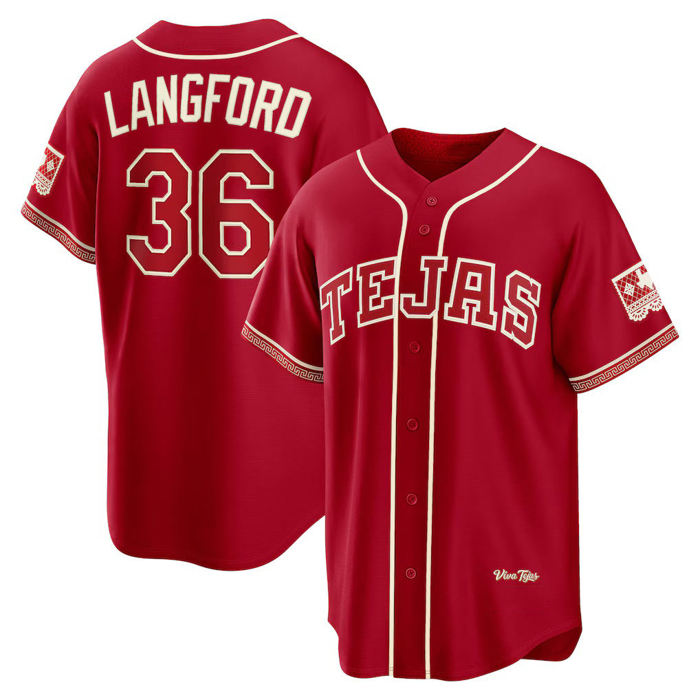 Texas Rangers #36 Wyatt Langford Red BFRAILEY 2026 City Connect Stadium Jersey