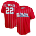 Miami Marlins #22 Sandy Alcantara Player Red BFRAILEY City Connect Home Game Stitched Jerseys