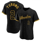 Milwaukee Brewers #2 Brice Turang Player Black BFRAILEY Snake Skin City Home Limited Elite Stitched Jerseys