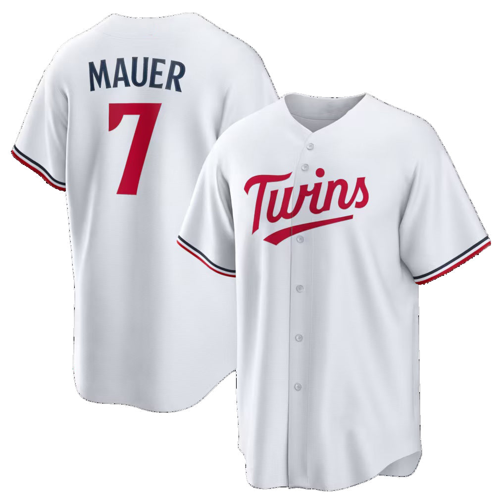 Minnesota Twins #7 Joe Mauer White BFRAILEY Home Retired Player Replica Jersey