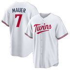 Minnesota Twins #7 Joe Mauer White BFRAILEY Home Retired Player Replica Jersey