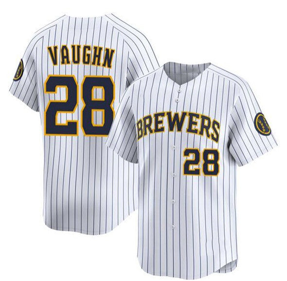 Milwaukee Brewers #28 Andrew Vaughn White BFRAILEY Alternate Limited Stitched Jersey