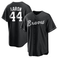 Atlanta Braves #44 Hank Aaron Player Black BFRAILEY Home Game Stitched Jerseys