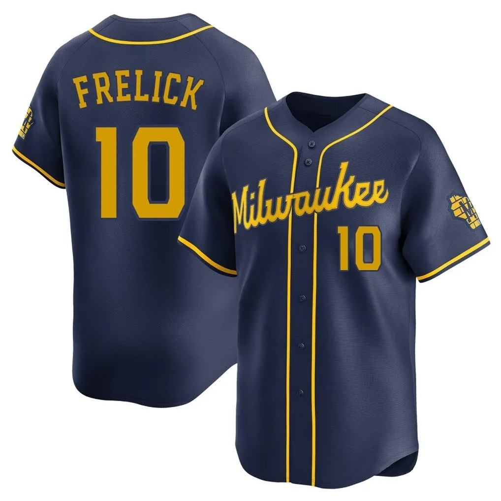 Milwaukee Brewers #10 Sal Frelick Player Navy BFRAILEY Home Limited Stitched Jerseys