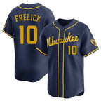 Milwaukee Brewers #10 Sal Frelick Player Navy BFRAILEY Home Limited Stitched Jerseys