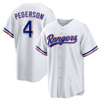 Texas Rangers #4 Joc Pederson White BFRAILEY Home Replica Jersey