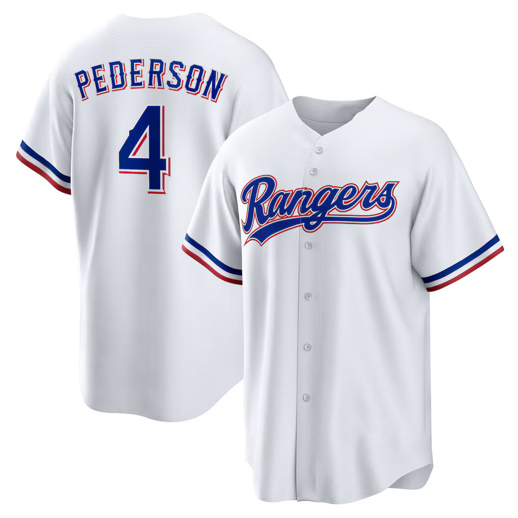 Texas Rangers #4 Joc Pederson White BFRAILEY Home Replica Jersey