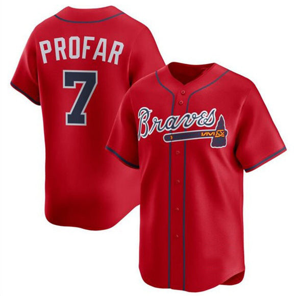 Atlanta Braves #7 Jurickson Profar Red BFRAILEY 2025 Alternate Limited Stitched Jersey