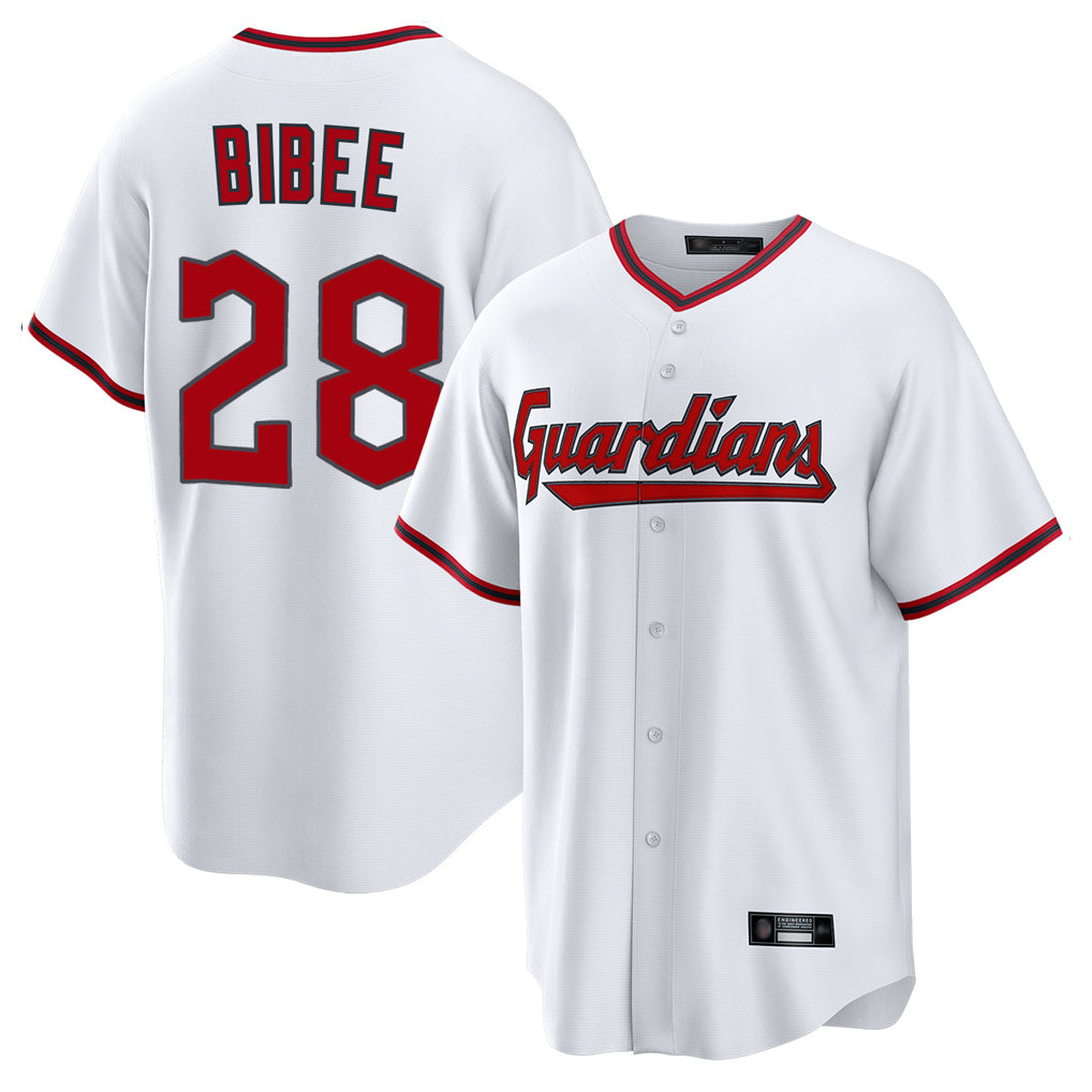 Cleveland Guardians #28 Tanner Bibee Player White BFRAILEY Game Home Stitched Jerseys