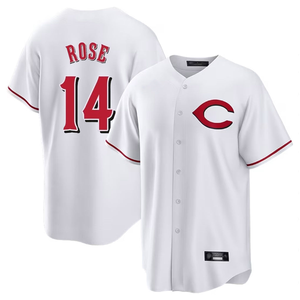 Cincinnati Reds #14 Pete Rose Player White BFRAILEY Home Game Stitched Jerseys