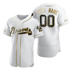 Custom Atlanta Braves White BFRAILEY Stitched Flex Base Golden Edition Jersey