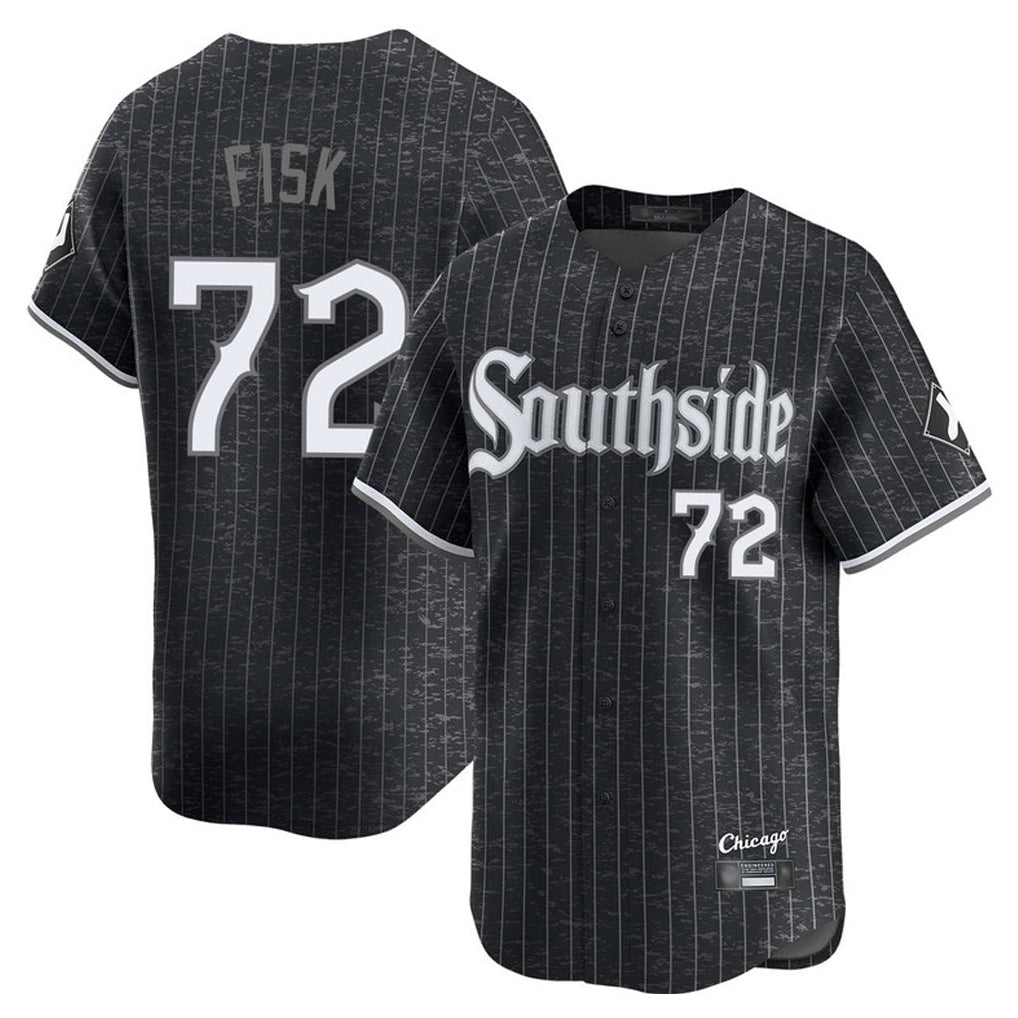 Chicago White Sox #72 Carlton Fisk Player Black BFRAILEY City Connect Limited Home Stitched Jerseys