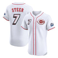 Cincinnati Reds #7 Spencer Steer Player White BFRAILEY Speedway Classic Limited Elite Home Stitched Jerseys