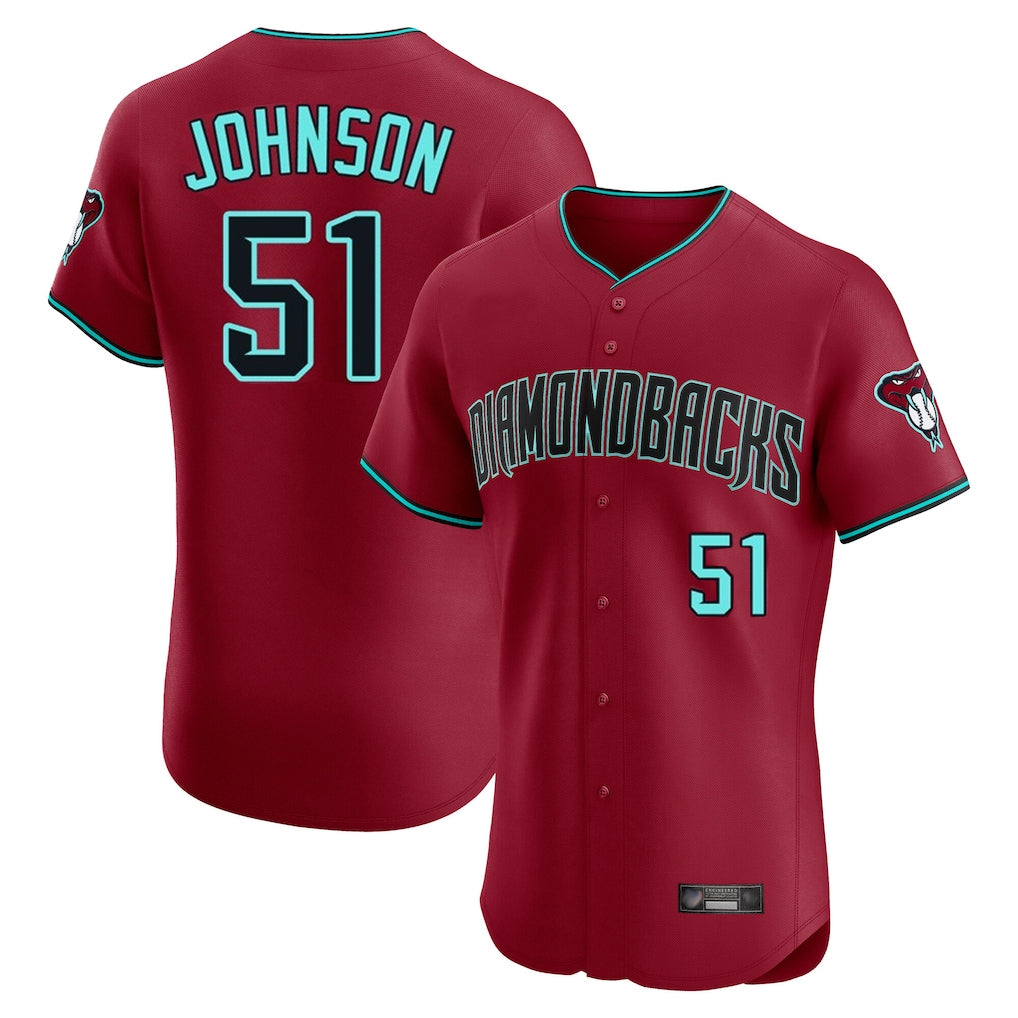 Arizona Diamondbacks #51 Randy Johnson Player Red BFRAILEY Limited Elite Home Game Stitched Jerseys
