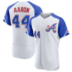 Atlanta Braves #44 Hank Aaron White BFRAILEY 2023 City Connect Flex Base Stitched Jersey 2