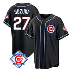 Chicago Cubs #27 Seiya Suzuki Player Black BFRAILEY Fashion Out 150th Anniversary Game Stitched Jerseys