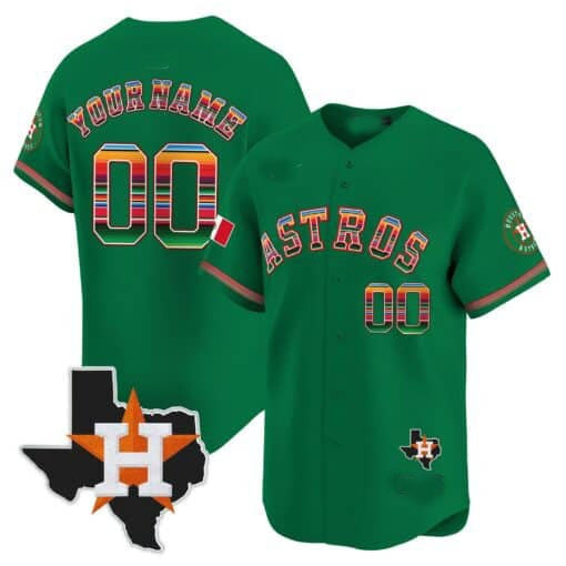 Custom Houston Astros Mexico Texas Patch Vapor Premier Limited Jersey ¨C Green BFRAILEY