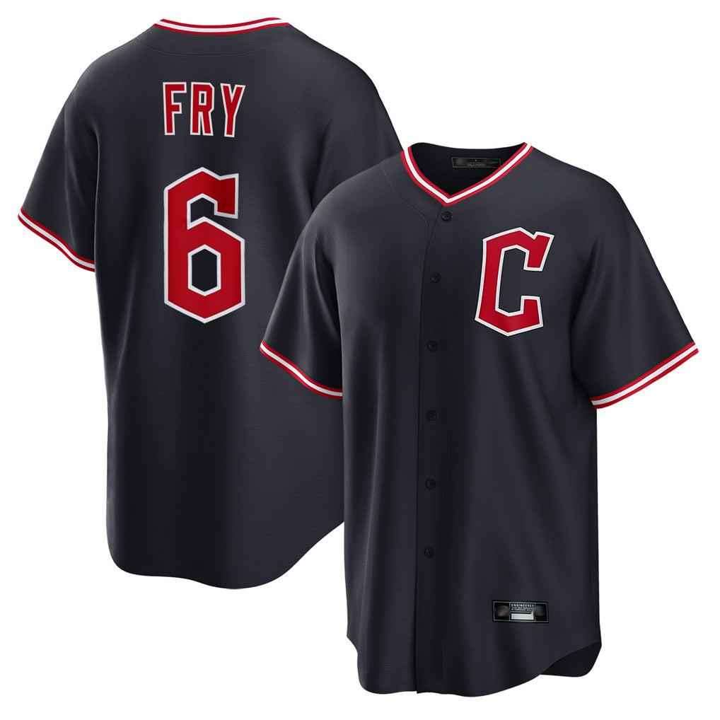 Cleveland Guardians #6 David Fry Player Navy BFRAILEY Home Game Stitched Jerseys