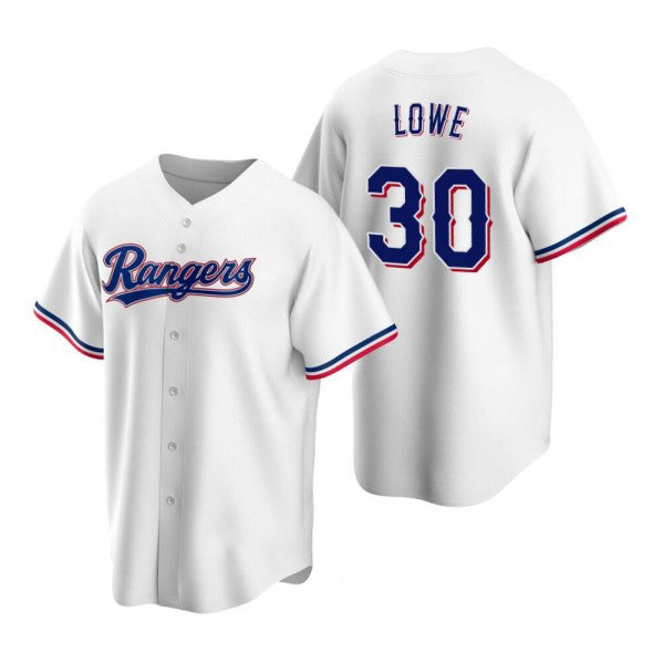 Texas Rangers #30 Nathaniel Lowe White BFRAILEY Cool Base Stitched Jersey