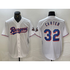 Texas Rangers #32 Evan Carter White BFRAILEY 2023 World Series Champions Cool Base Jersey