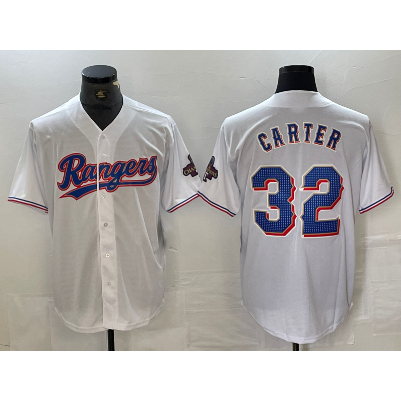 Texas Rangers #32 Evan Carter White BFRAILEY 2023 World Series Champions Cool Base Jersey