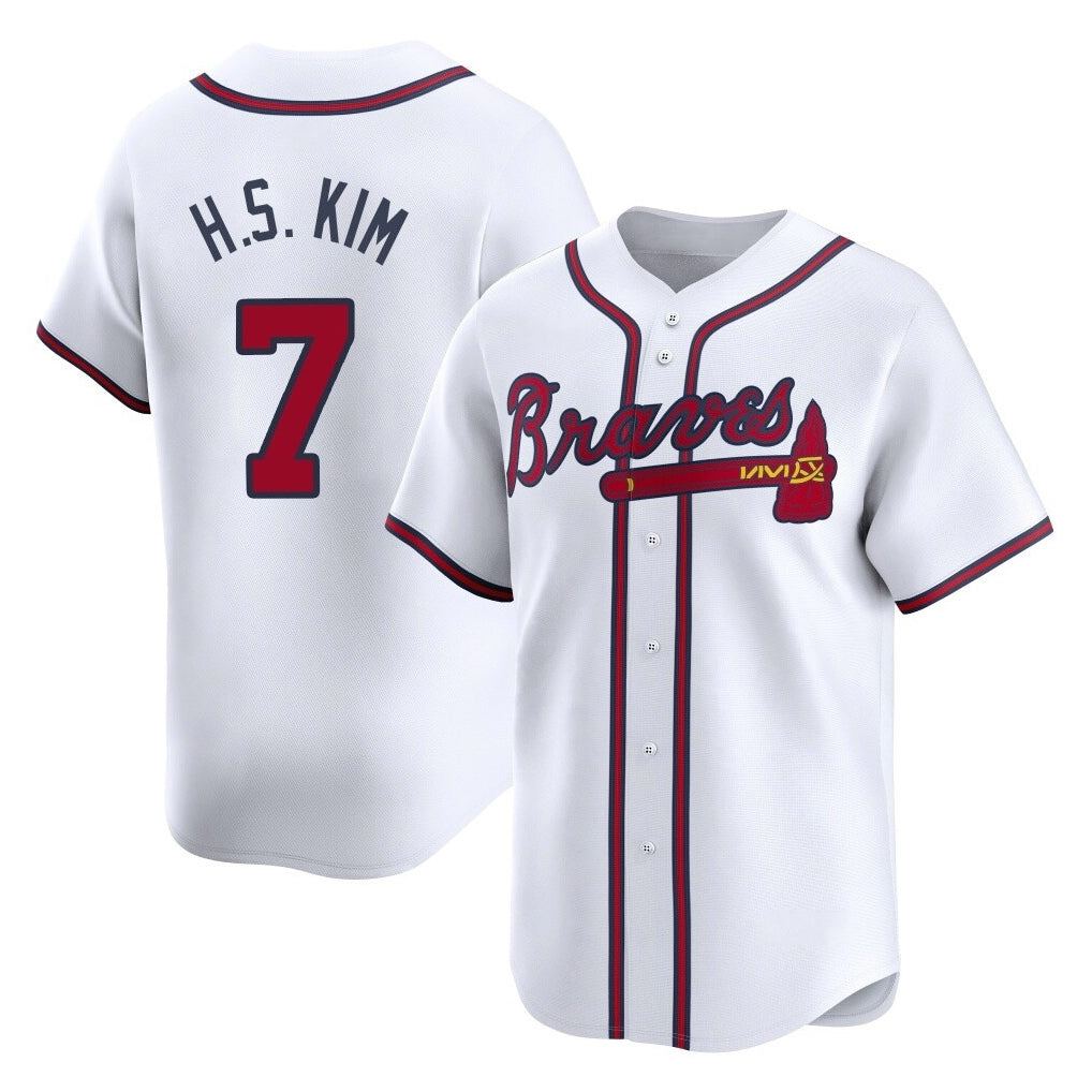 Atlanta Braves #7 Ha-Seong Kim Player White BFRAILEY Limited Home Game Stitched Jerseys