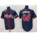 Atlanta Braves #24 Deion Sanders Navy BFRAILEY 2025 Speedway Classic Alternate Stitched Jersey