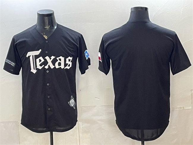 Texas Rangers Blank Black BFRAILEY Gothic Mexico 2025 Vapor Premier Limited Stitched Jersey