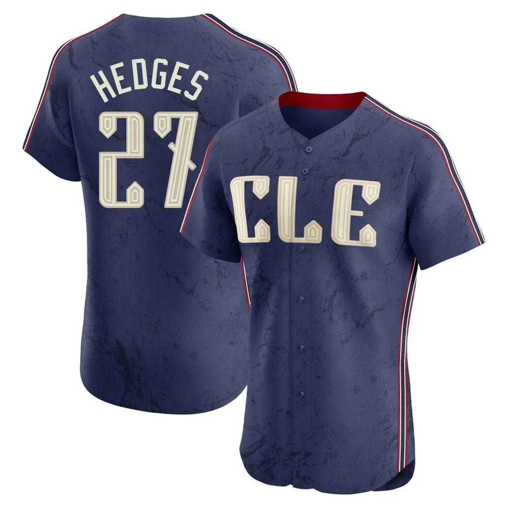 Cleveland Guardians #27 Austin Hedges Player Navy BFRAILEY City Connect Limited Elite Home Stitched Jerseys