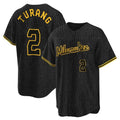 Milwaukee Brewers #2 Brice Turang Player Black BFRAILEY Snake Skin City Home Game Stitched Jerseys