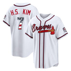 Atlanta Braves #7 Ha-Seong Kim Player White BFRAILEY USA 250 Fourth Of July Limited Home Game Stitched Jerseys