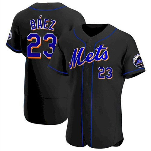 New York Mets #23 Javier Baez Black BFRAILEY Anthentic Jersey