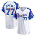 Atlanta Braves #77 Joe Jimenez Player White BFRAILEY Throwback Cooperstown Collection T-shirt Game Stitched Jerseys