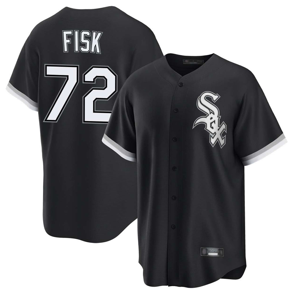 Chicago White Sox #72 Carlton Fisk Player Black BFRAILEY Home Game Stitched Jerseys
