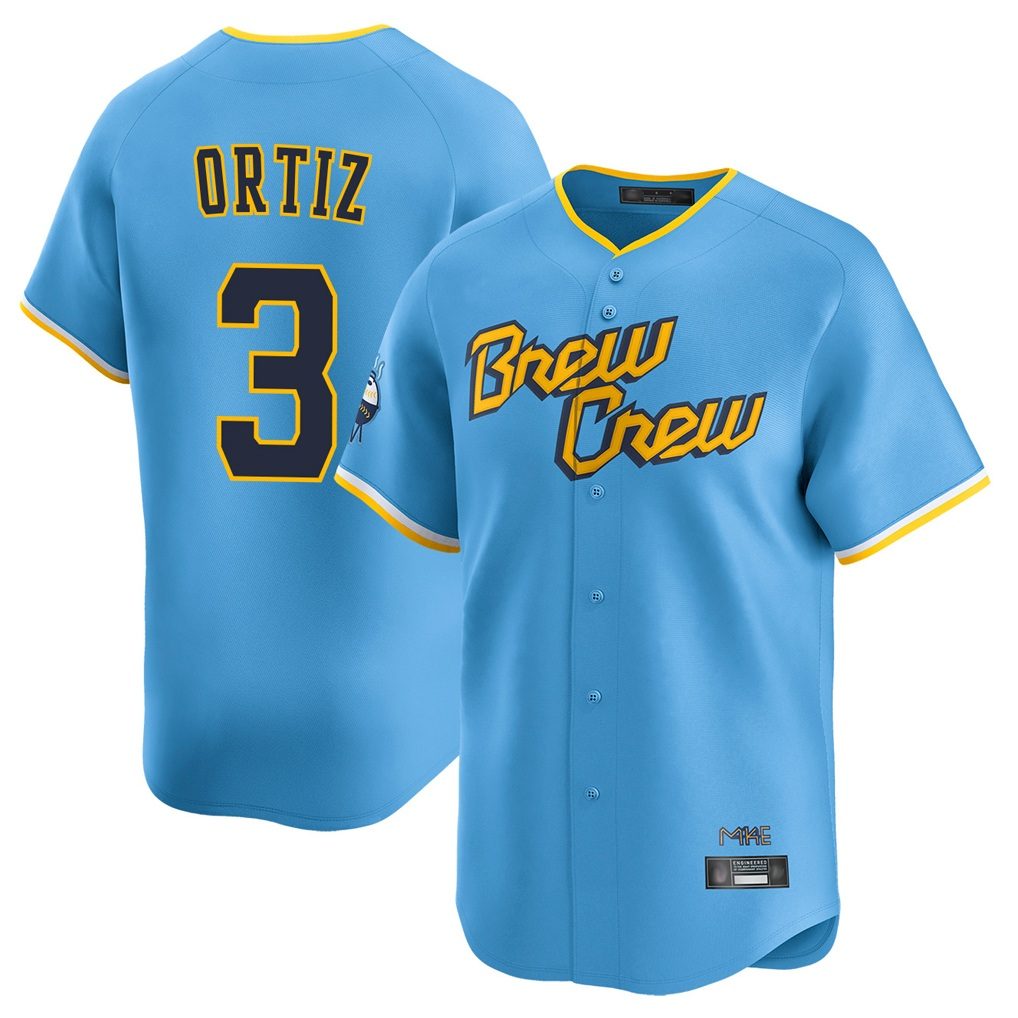Milwaukee Brewers #3 Joey Ortiz Player Light Blue BFRAILEY City Connect Home Limited Stitched Jerseys