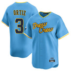 Milwaukee Brewers #3 Joey Ortiz Player Light Blue BFRAILEY City Connect Home Limited Stitched Jerseys