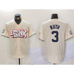 New York Yankees #3 Babe Ruth Cream BFRAILEY Limited Stitched Jersey 2