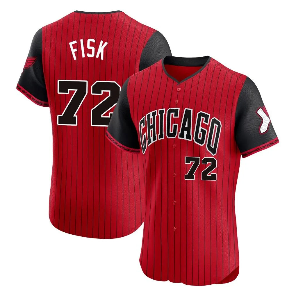 Chicago White Sox #72 Carlton Fisk Player Red BFRAILEY City Connect Limited Elite Home Stitched Jerseys