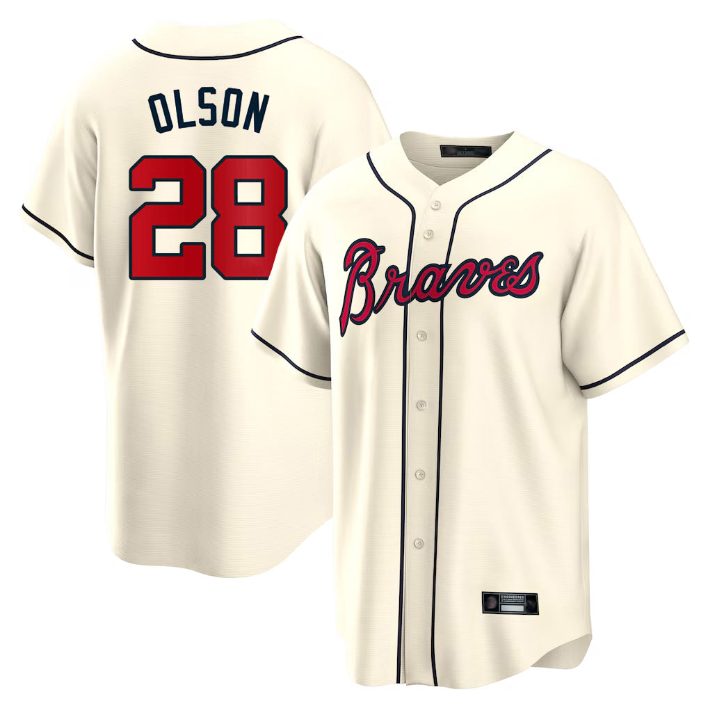 Atlanta Braves #28 Matt Olson Player Cream BFRAILEY Home Game Stitched Jerseys
