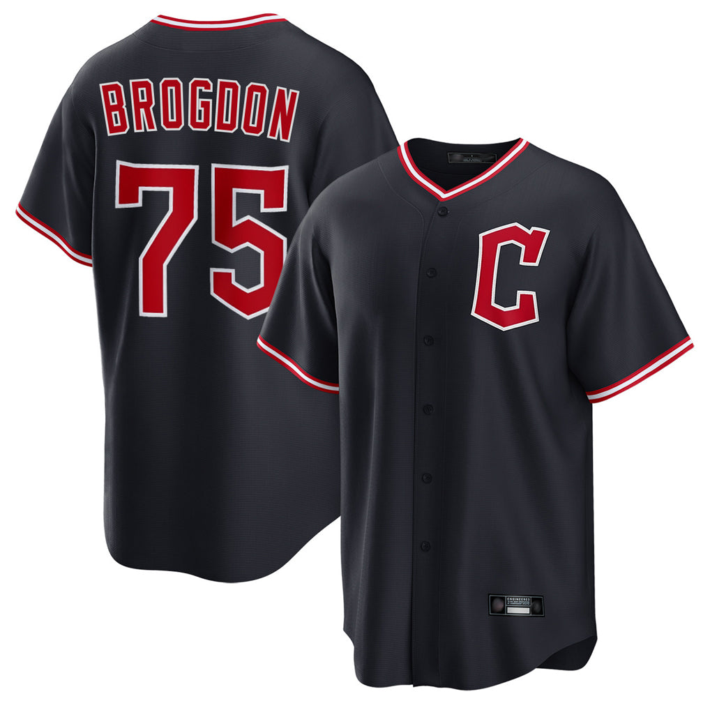 Cleveland Guardians #75 Connor Brogdon Player Navy BFRAILEY Home Game Stitched Jerseys