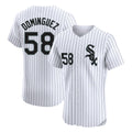 Chicago White Sox #58 Seranthony Dominguez Player White BFRAILEY Stripe Limited Elite Home Stitched Jerseys