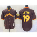 San Diego Padres #19 Tony Gwynn Brown BFRAILEY Throwback Stitched Jersey