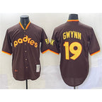 San Diego Padres #19 Tony Gwynn Brown BFRAILEY Throwback Stitched Jersey