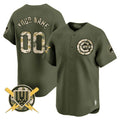 Custom Chicago Cubs Armed Forces Day Vapor Premier Limited Jersey ¨C All Stitched-Green BFRAILEY