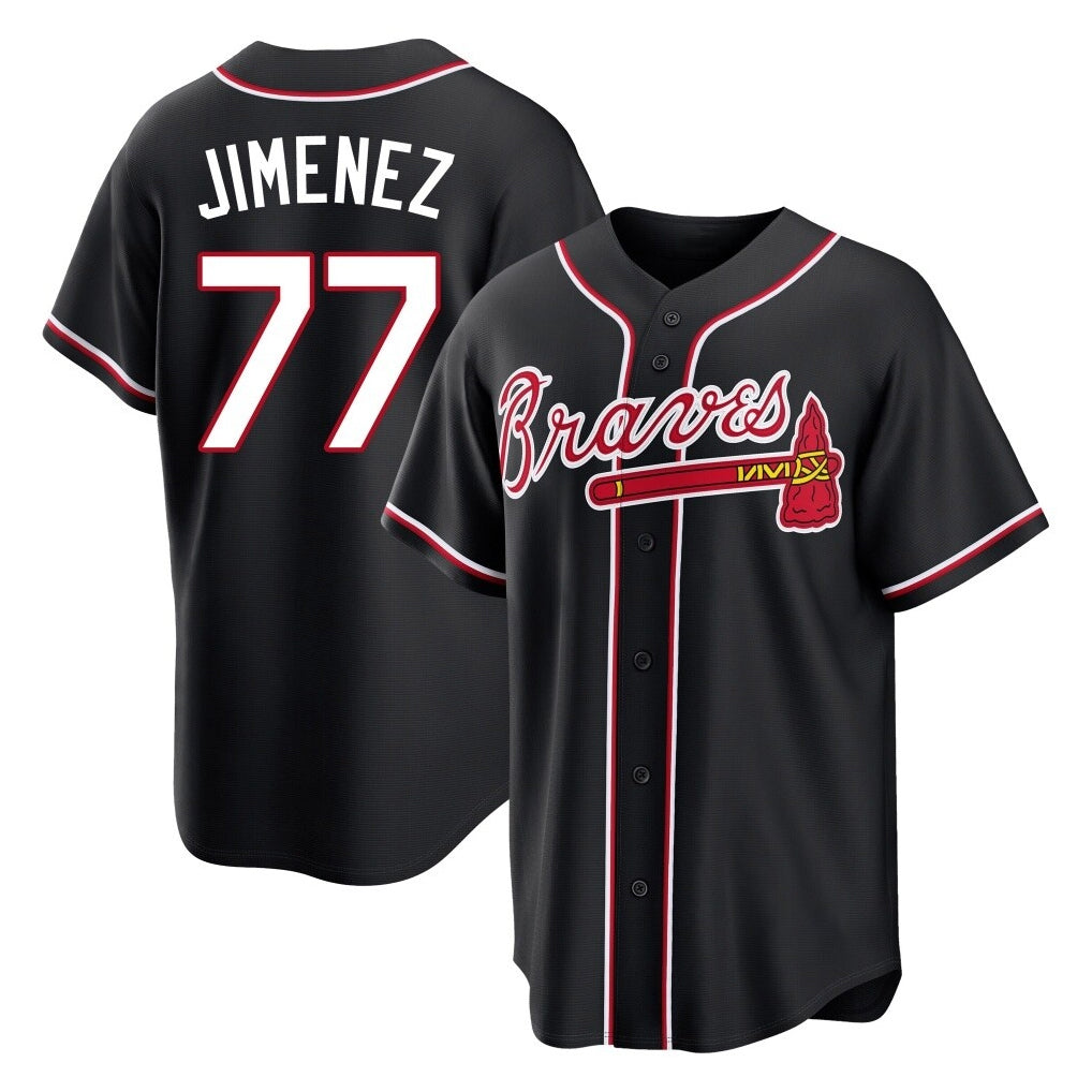Atlanta Braves #77 Joe Jimenez Player Black BFRAILEY Fashion Out Game Stitched Jerseys