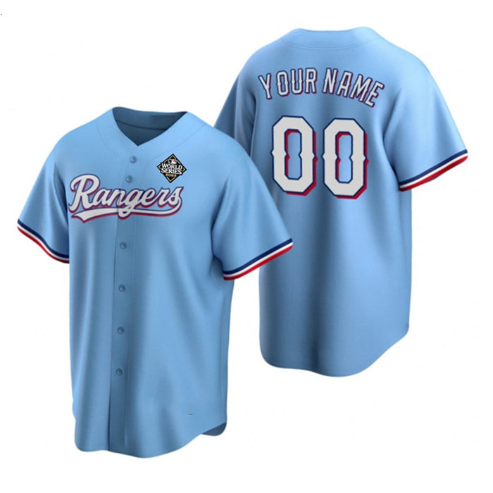 Custom Texas Rangers Active Player Blue BFRAILEY 2023 World Series Stitched Jersey