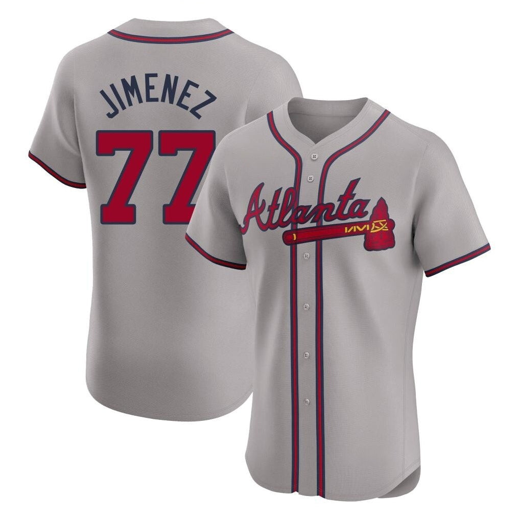 Atlanta Braves #77 Joe Jimenez Player Gray BFRAILEY Limited Elite Home Game Stitched Jerseys